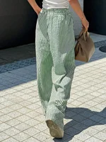 Plus Size Women's Fashion 1XL-5XL Comfortable Striped Drawstring Casual Pants Loose Stretch Mid Waist Tracksuit Pants - Image 2
