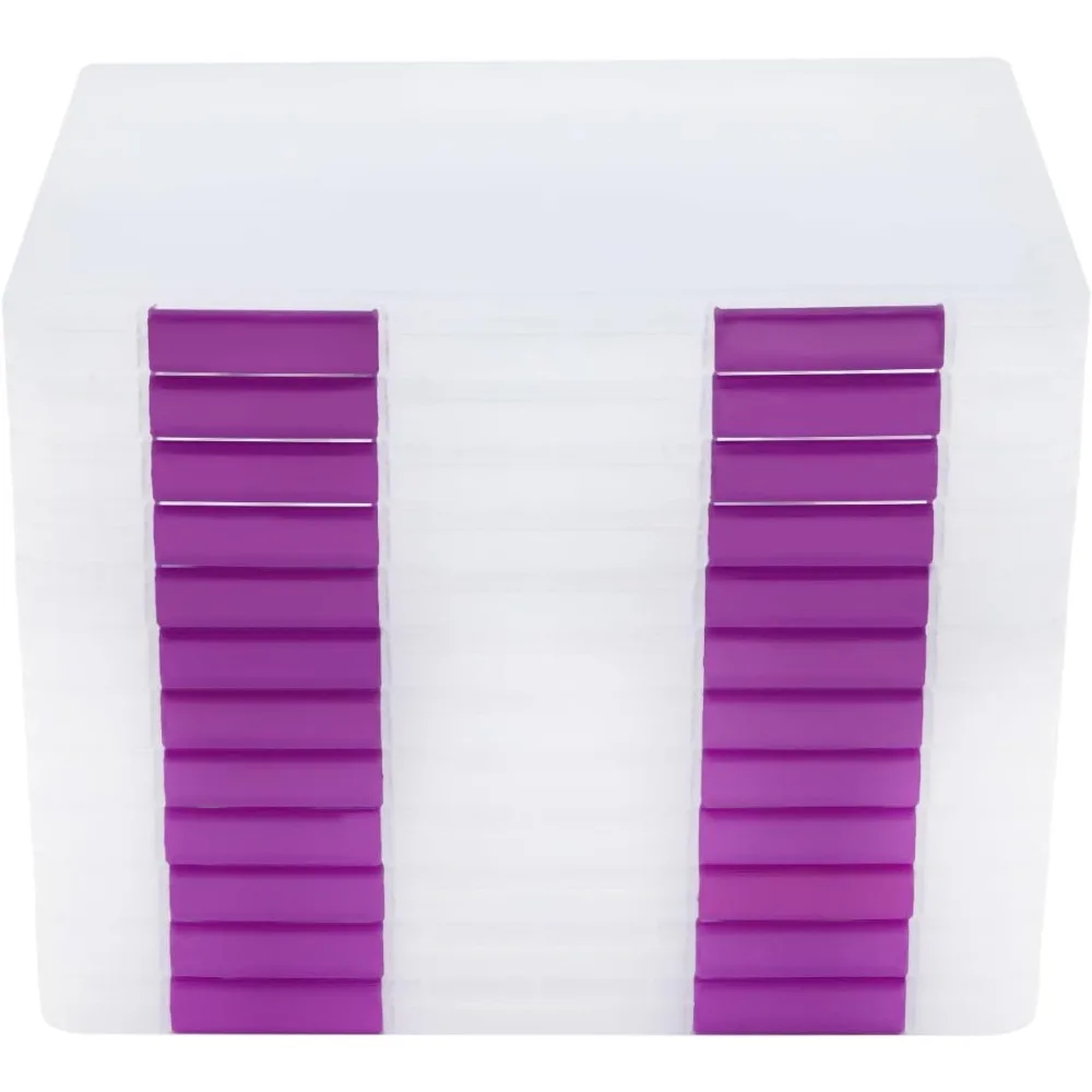 12個 A4ファイルボックス プラスチックドキュメントストレージケース スクラップブック紙ストレージコンテナ マガジンファイルホルダー バックル付き (パープル)
