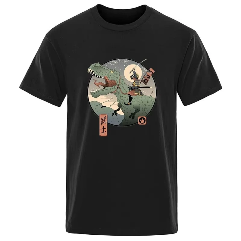 

Summer Men's T-shirt High Quality Cotton Anime Dinosaur Printing Casual Cool Loose O-neck Men T-shirt Male Tops for Men Unisex