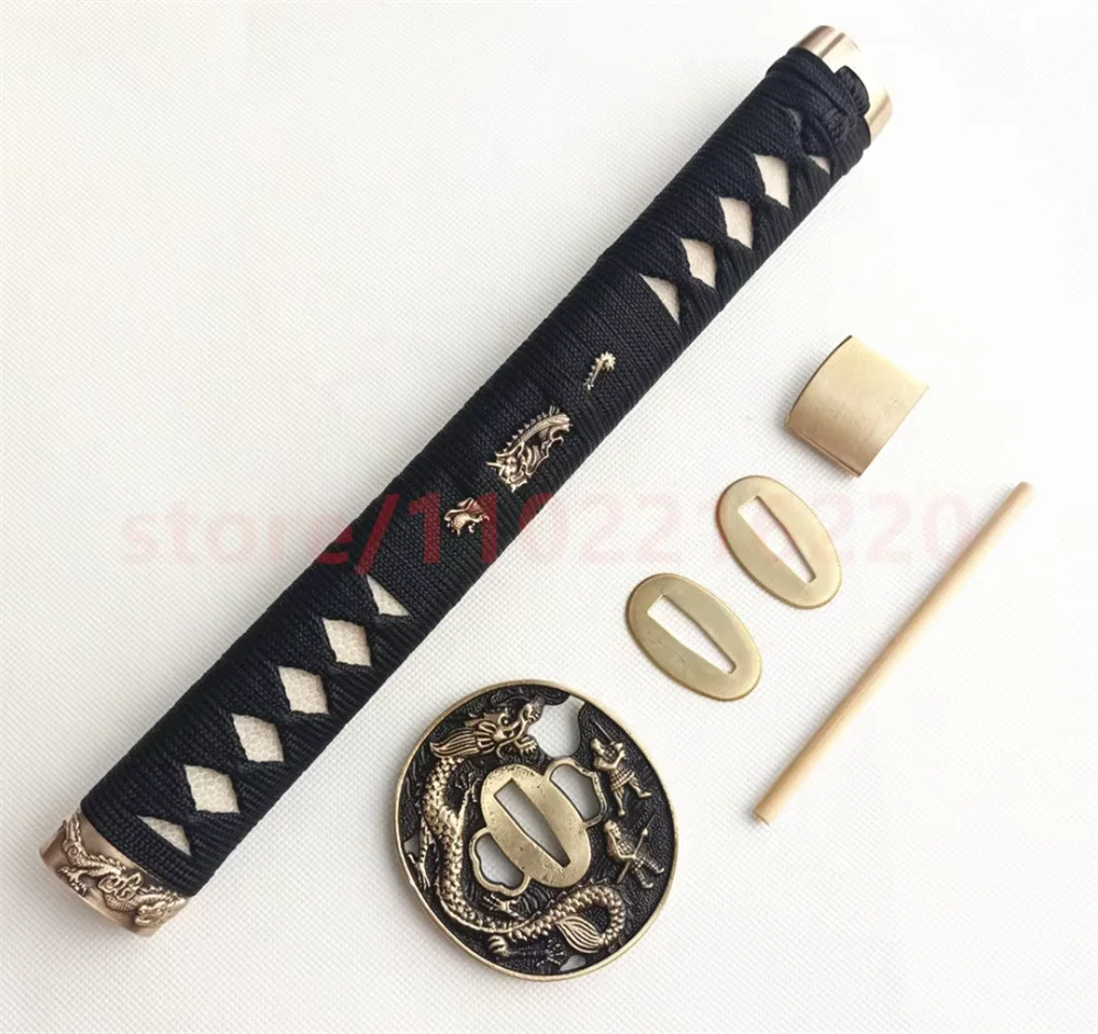 Good Quality 26cm Tsuka Handle Hilt Brass Tsuba Handguard Guard Real Rayskin For Japanese Japan Samurai Katana Sword Fittings