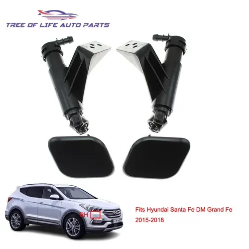 Boquilla de lavado de faros delanteros, bomba de pulverización de limpieza de faros delanteros + tapa de cubierta para Hyundai Santa Fe DM Grand Fe 2015-2018 98671-2W500