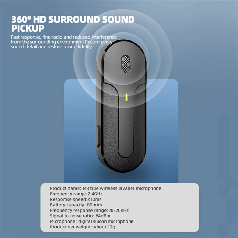 Mini microphone audio efficace à suppression de bruit M8 pour micro de jeu Android/Xiaomi/en direct