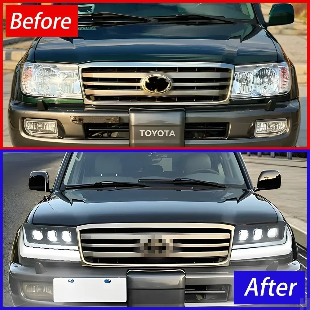 Upgraded Car Front Lamps For Toyota Land Cruiser LC100 1998-2007 Auto Headlights Assembly LED 3 Projector Lens Tool Accessories