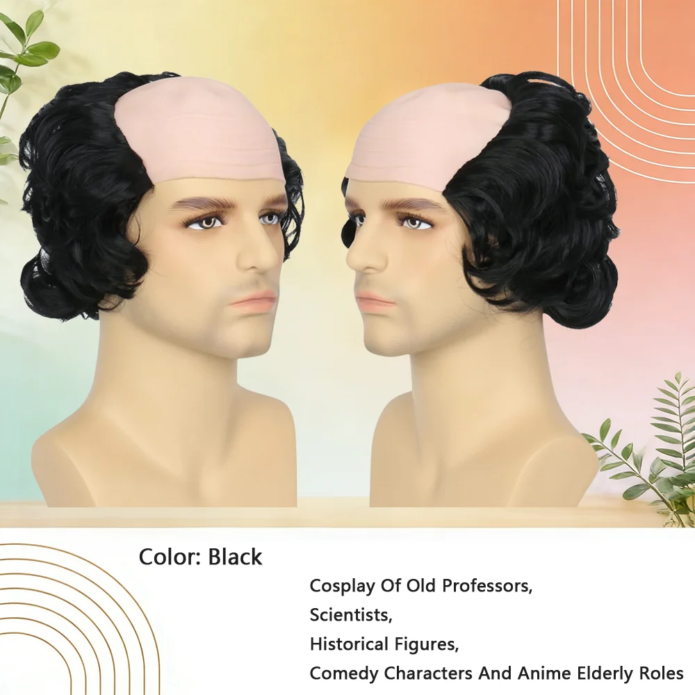 Instant Old Man Wig Salt and Pepper Bald Wig With Integrated Scalp Funny Cosplay Wig For Balding Men Party Halloween