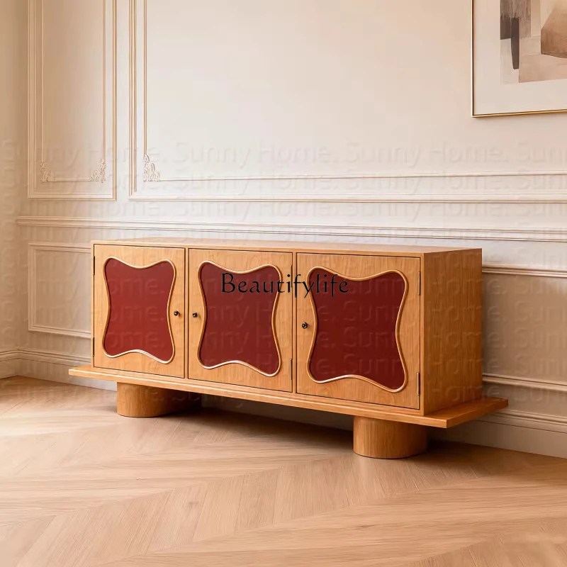 

Medieval style solid wood small apartment living room TV cabinet French storage cabinet