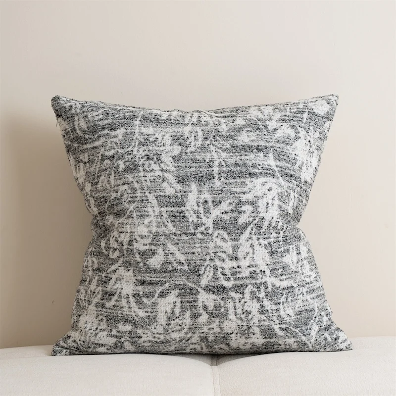 Gray Abstract Texture Pillow Cover | Soft Chenille Cushion Case | Modern Nordic Black & White Sofa Bedroom Decor Throw Pillow