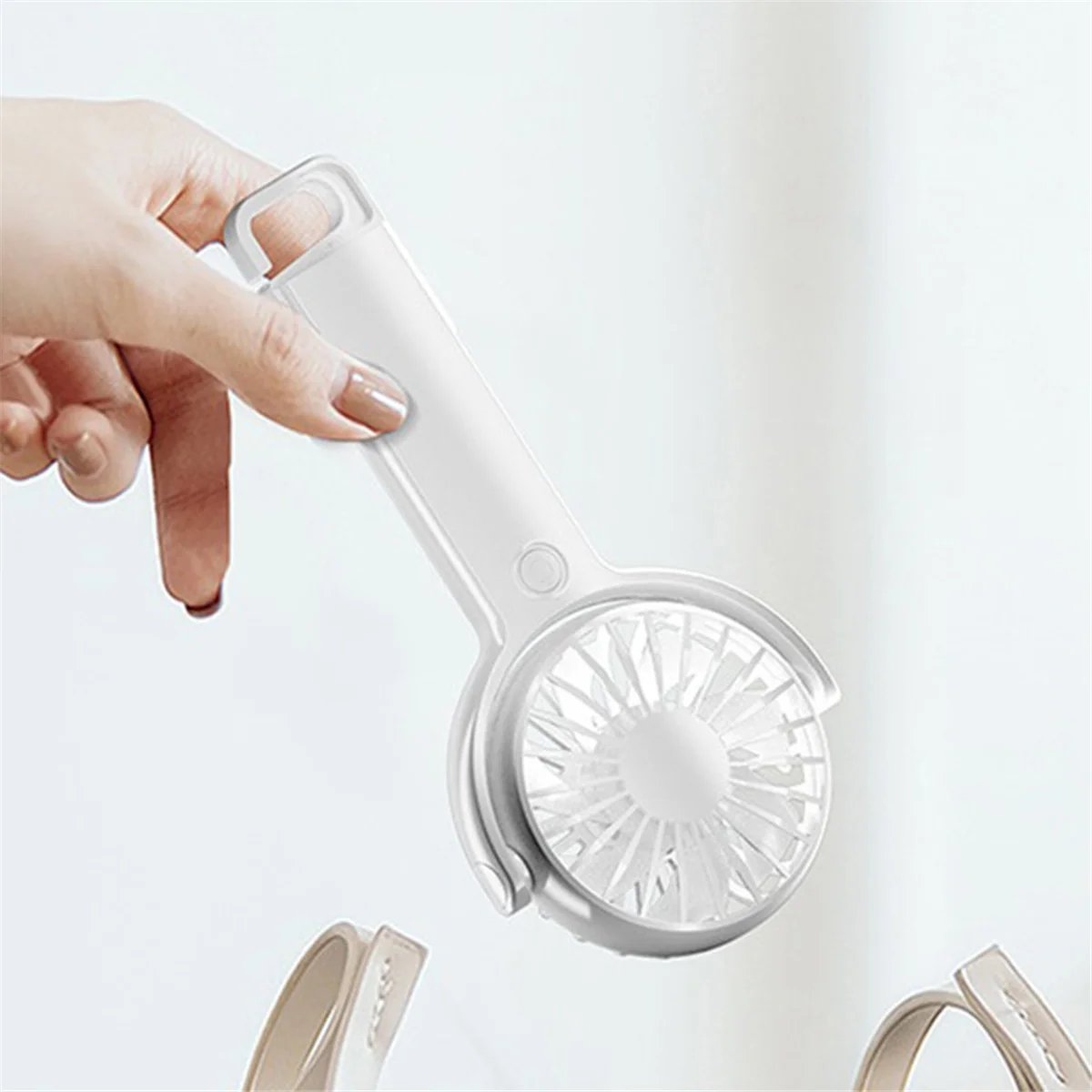 Handheld Fan Cooler Portable Mini USB Charging Fan Desk Dormitory 5 Speeds Adjustable Rechargeable Fan,Blue image 6