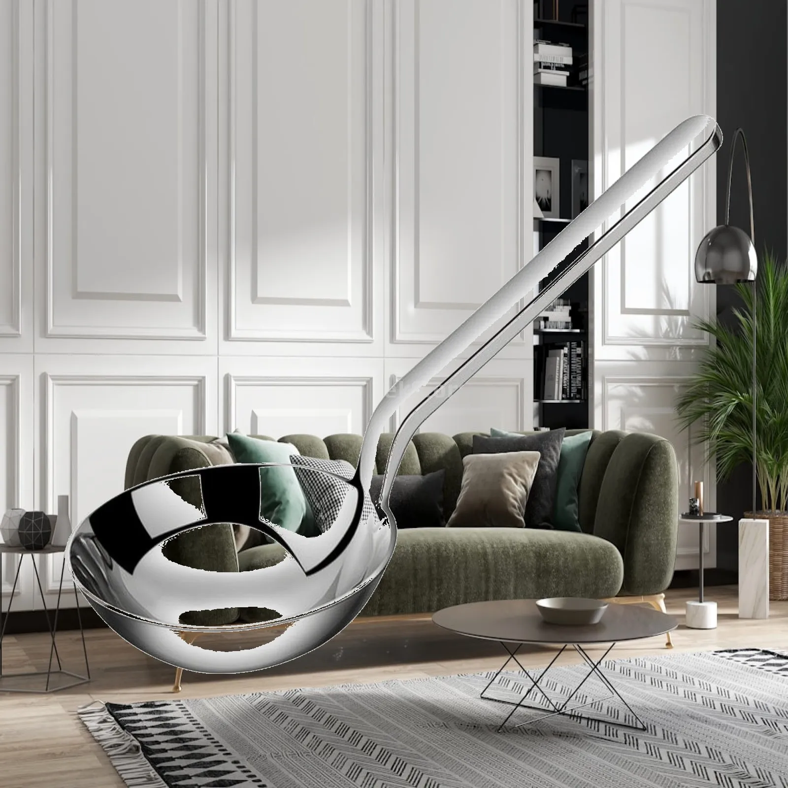Soup Ladle One-Piece Soup Ladle with Long Handle Utensil Heavy-Duty for Home Cooks, Kitchen, Restaurant