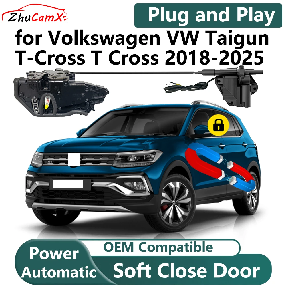 

ZhuCamX for Volkswagen VW Taigun T-Cross T Cross 2018-2025 Car Electric Soft Close Door System Power Closing Door Latch Lock