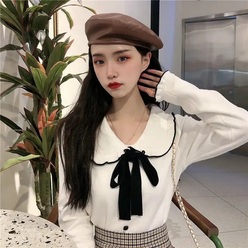 Woman Sweaters Femme Chandails Women\'s Doll Collar Knitted Top Sweater Autumn and Winter Pull Hiver