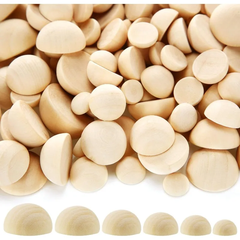 Bolas de Madera sin Acabado de 10-50 mm, Medios Esferos de Madera, Mini Bolas para Manualidades, Proyectos de Bricolaje, Suministros de Arte y Manualidades para Niños
