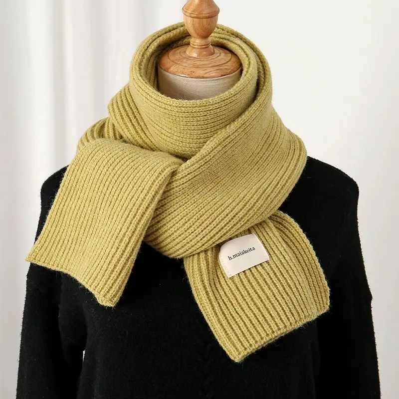 warm-knitted-wool-soft-scarf-korean-style-skinny-women's-fashion-accessory-versatile-cold-weather-essential