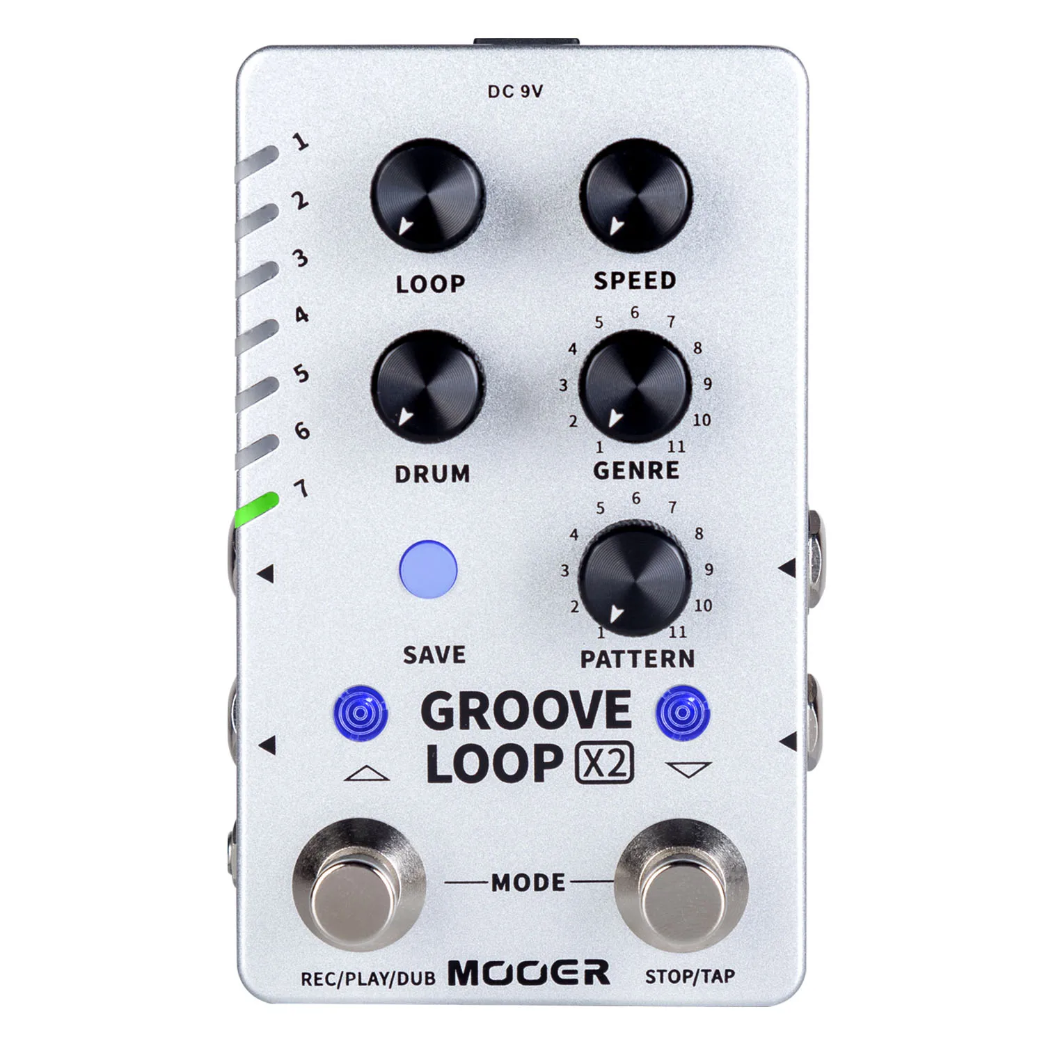 

Mooer Groove Loop X2 Гитара педаль петлителя Stereo Mono Looper 140 минут петли 121 барабанные канавки программное обеспечение для редактирования