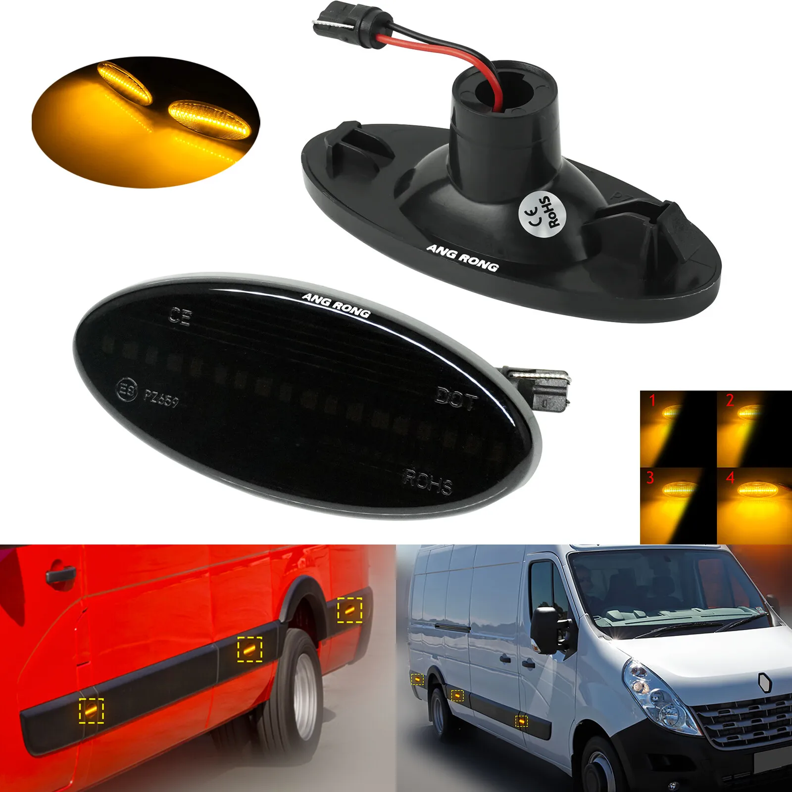 2x Dynamic LED Side Indicator Repeaters Sequential Turn Signal Light For 2010+ Opel Movano 2 Nissan NV400 X62 Renault Master 3