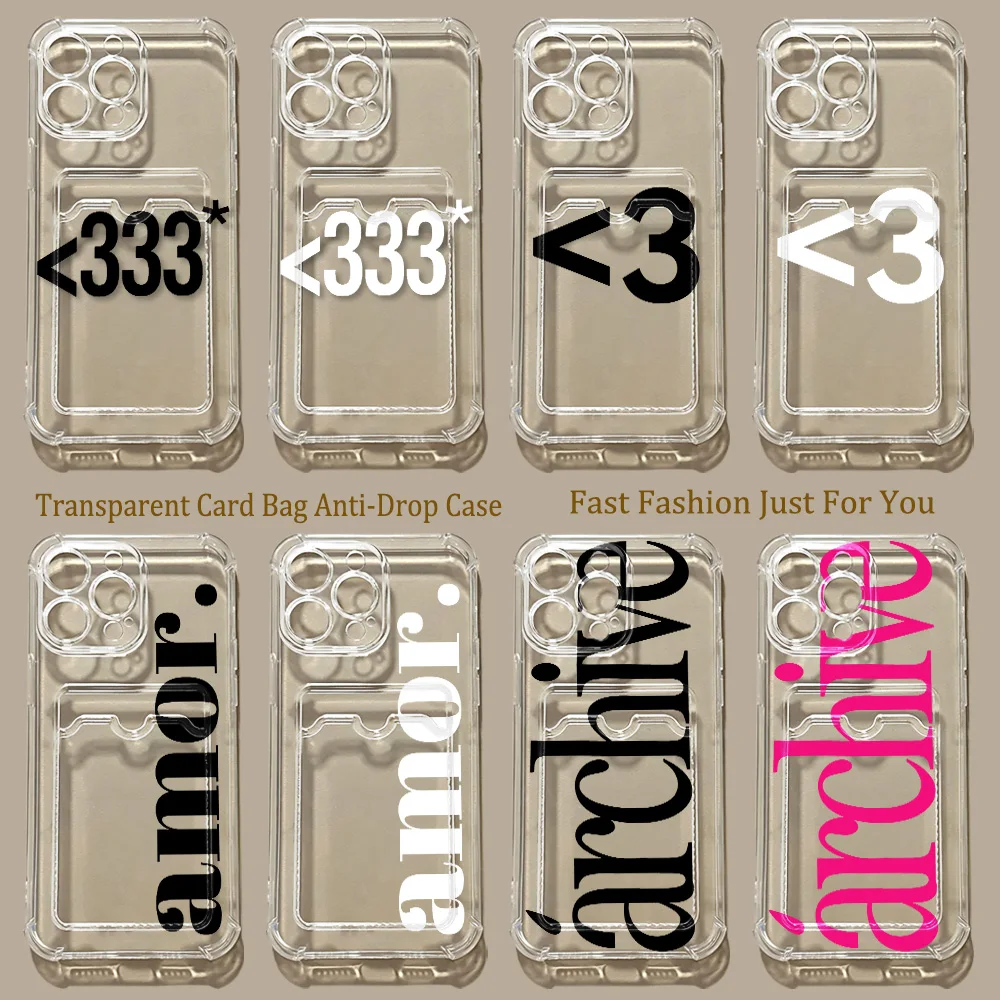 HOT Letter Archive AmorS Card Hold Phone Case For Samsung Galaxy S26 S25 S24 S23 S22 S21 S20 FE Edge Plus Ultra M33 M53 M54 5G