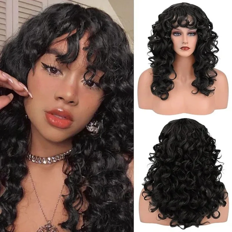 Fashionable medium-length , small long hair, African curly high-temperature fiber wig