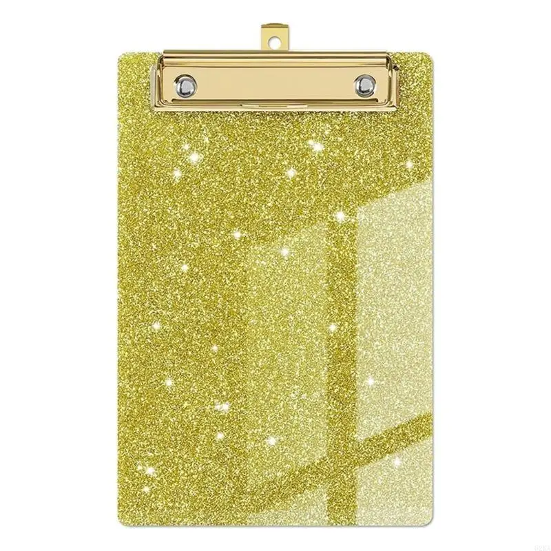 

62KA Acrylic Clipboards 4x6In Sparkling Glitter Clipboard with Low Metal Clip and Hanging Hole Classroom School Office Use