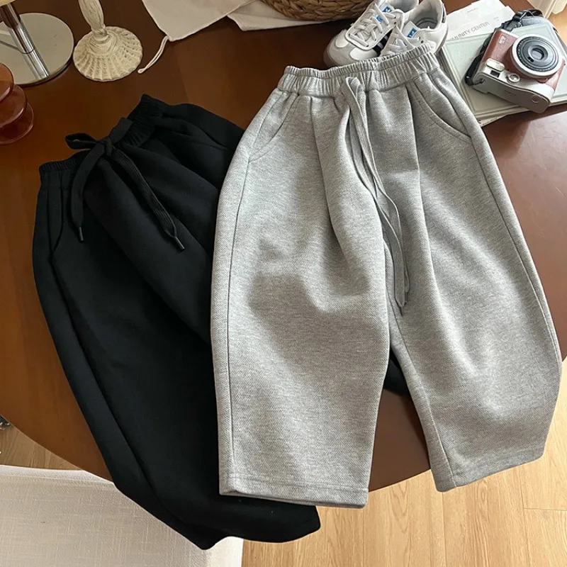 Kids Pants spring boys solid color all-match sweatpants girls loose straight sports trousers