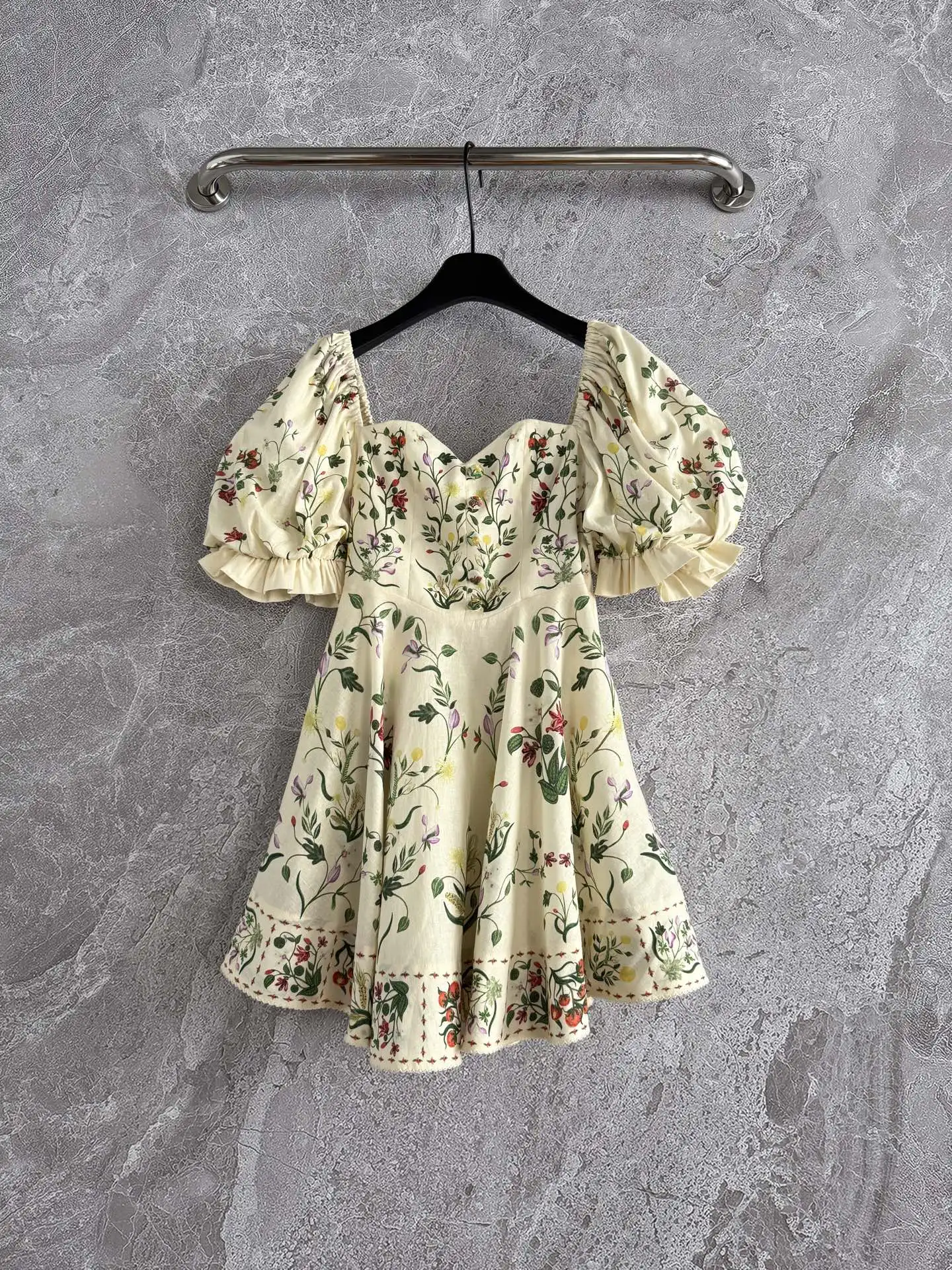 

Women's square neck bubble sleeve printed dress Female Clothing Woman Clothes Women's Dress Evening Party Elegant Dresses