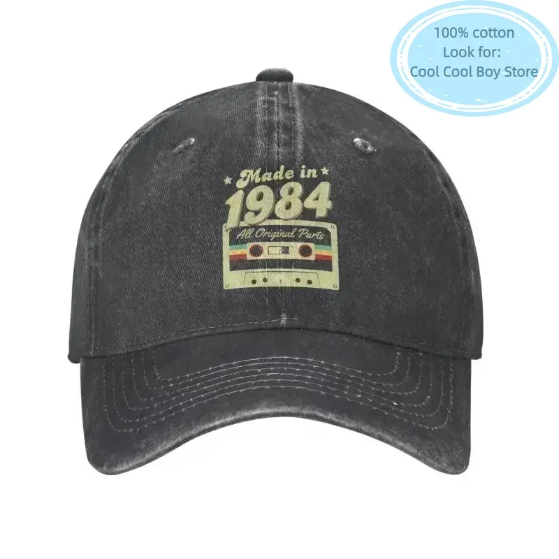 

Cool Cotton Made In 1984 Baseball Cap for Men Women Custom Adjustable Adult 39th Birthday Gift Cassette Anniversary Hat Hip Hop