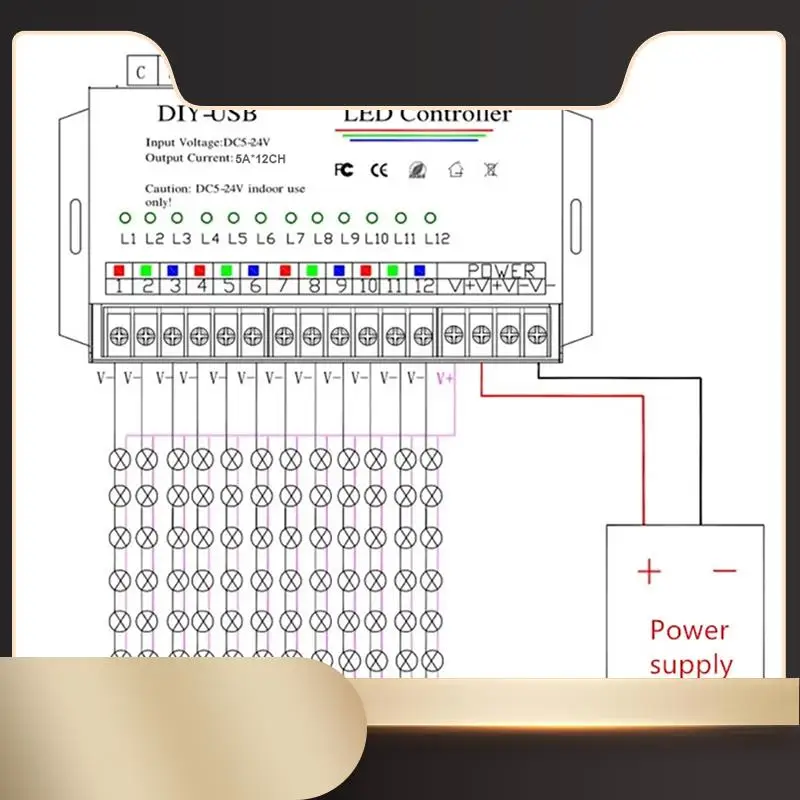 

DIY Autonomous Programming Controller 12Way Programmable USB DIY LED RGB Controller For 3528 5050 Strip Module Easy Install-N36R