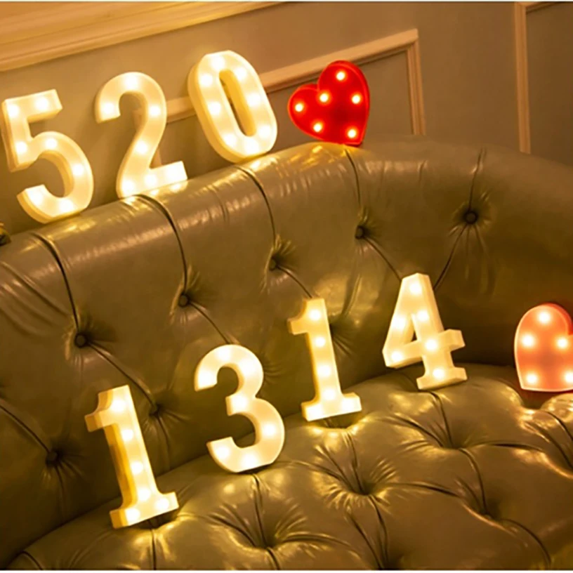 Decorative Letters Alphabet Letter LED Lights Luminous Number Lamp Night Light Wedding Proposal Party Baby Bedroom Decoration