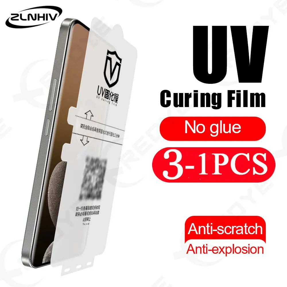 3/2/1 Pcs Screen Protector UV Light Curing Film for Oneplus 13 12 11 Protective Film 10 9 8 7 7T Pro Soft Full Cover Ace 3 2 Pro