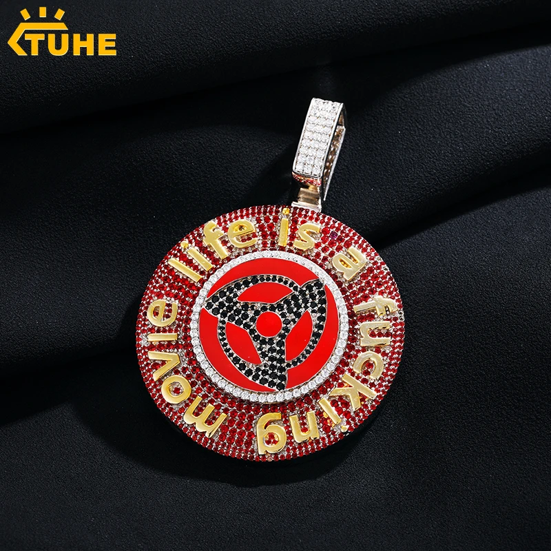 

TUHE High Quality Round Red Zircon Custom letter Pendant Iced Out Custom Name Necklace For Men Hip Hop Jewelry Gifts accessories