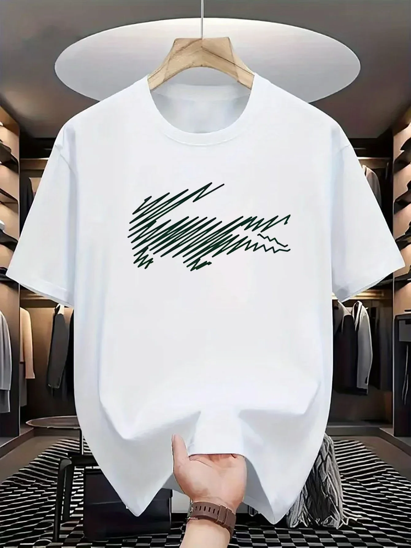 

Summer Men's 100% Cotton T-Shirt with Casual Print, Comfortable Round Neck Short Sleeve