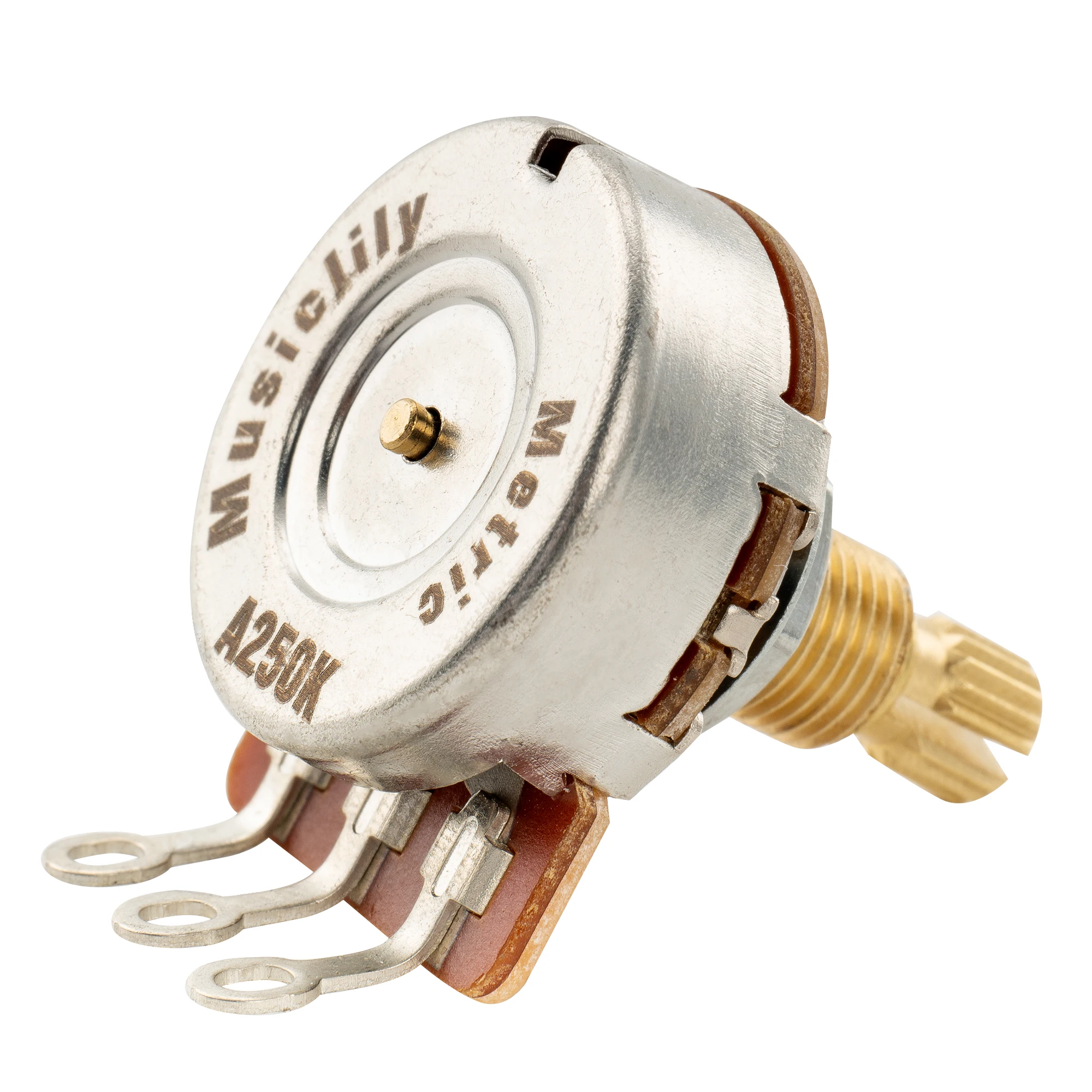 Musiclily Pro HD A250K/B250K/A500K/B500K/A25K/A1M Vollmessing Metrisch Grob 18-Spline Geteilter Schaft Potentiometer – Detail 20