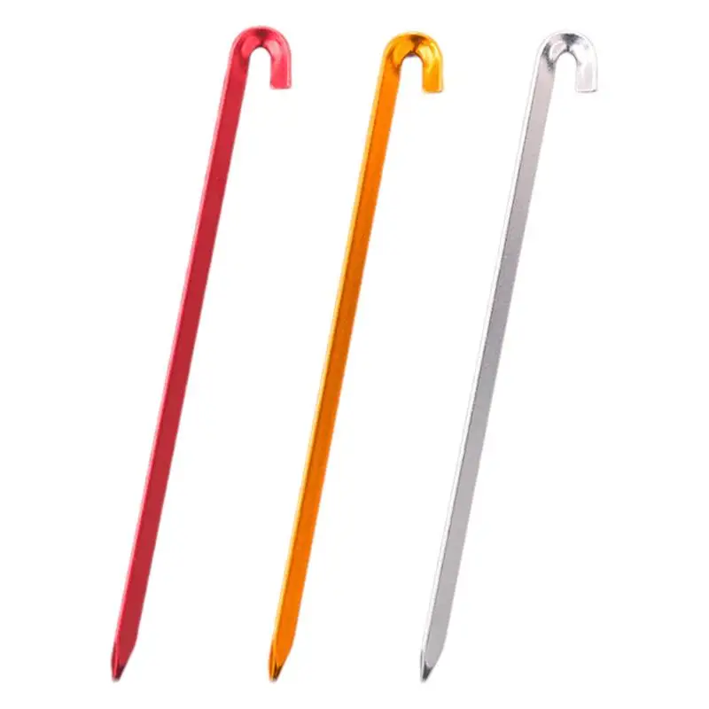 

Tent Accessories Unyielding Durability Aluminum Alloy Tent Pegs 1PCS Ultralight Square Nail Camping Garden Stakes Hook 18cm