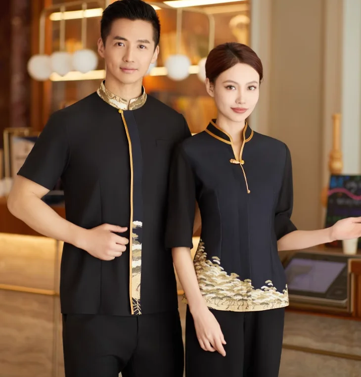 

New Chinese Restaurant Hot Pot Restaurant Waiter Workwear Summer Long sleeved