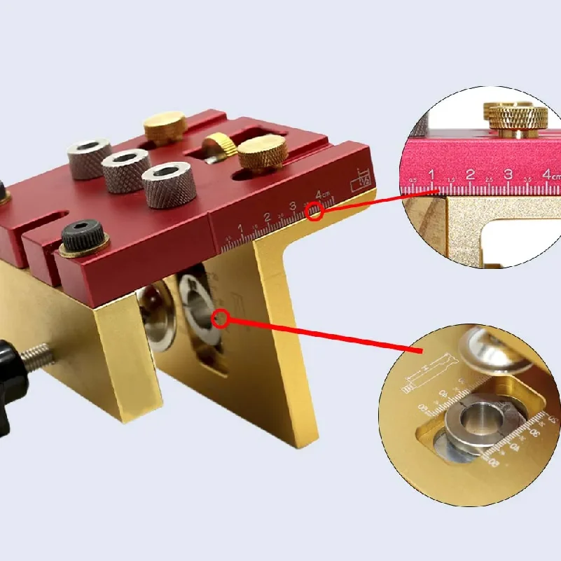 Woodworking 3 In 1 Dowelling Jig Kit Adjustable Pocket Hole Jig 6/8/10/12/15mm Drilling Guide Tenoning Pin Hole Puncher Locator
