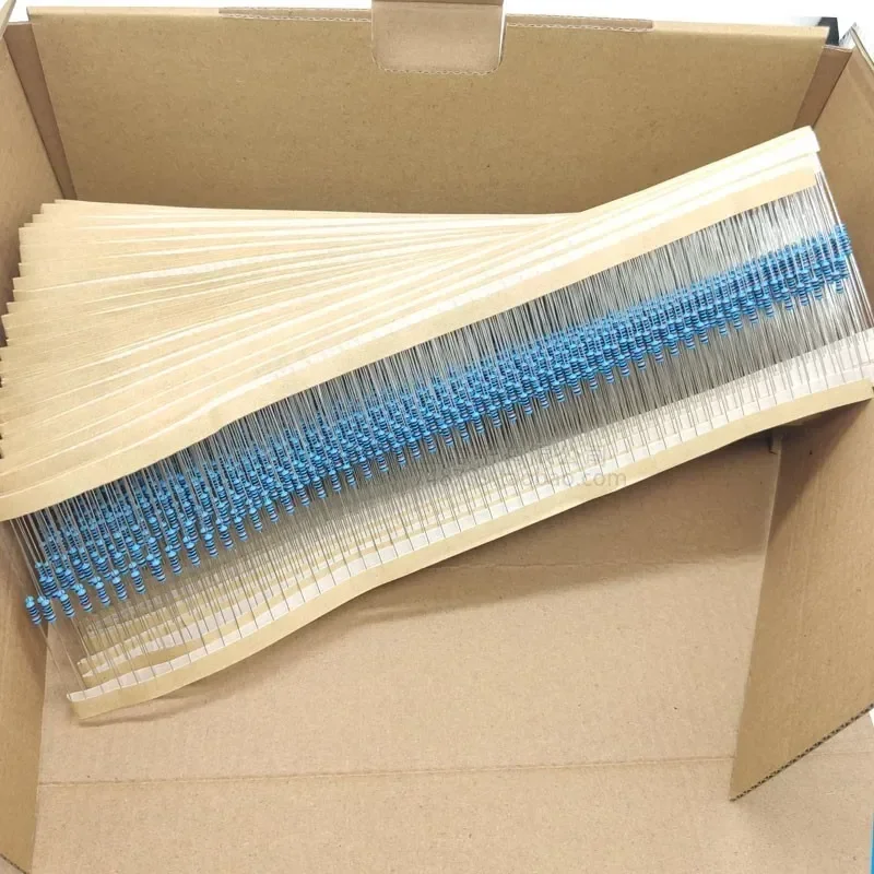 5000 قطعة/الوحدة 1/6 واط معدن مقاوم من غشاء 1% خمسة ألوان حلقة DIP المقاوم 1R-10 متر صندوق كامل