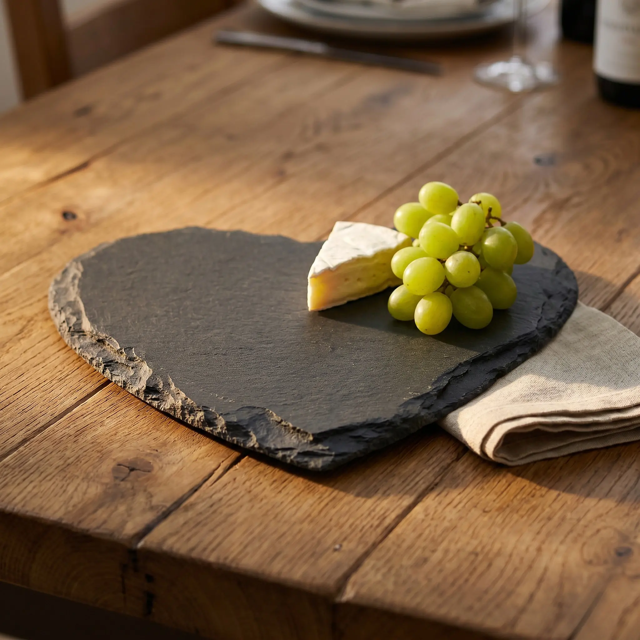 3Pcs Heart Shaped Food Serving Plates Natural Stone Dinner Dish Multi Function Steak Dessert Breakfast Snack Tray