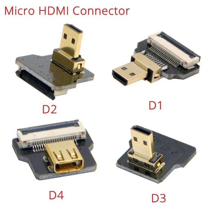 HDMI-compatible FPV HDMI Flat Ribbon Cable UP/Down Angle 90 Degree Flexible 20pin Plug HDMI Raspberry Pi 4