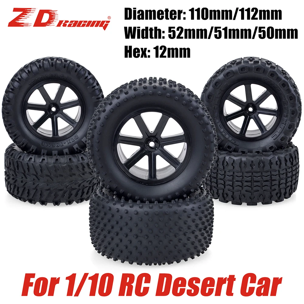 ZD Racing RC Desert Wheels and Tires 1/10 Scale 12mm Hex for Corally Kyosho Ultima Hobao ABSIMA HPI HIMOTO DREKKER RC Car Wheel