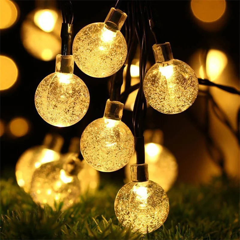 Solar Crystal Ball LED String Lights with Multiple Lighting Modes Outdoor Lighting Garden Wedding Party Street Decoration