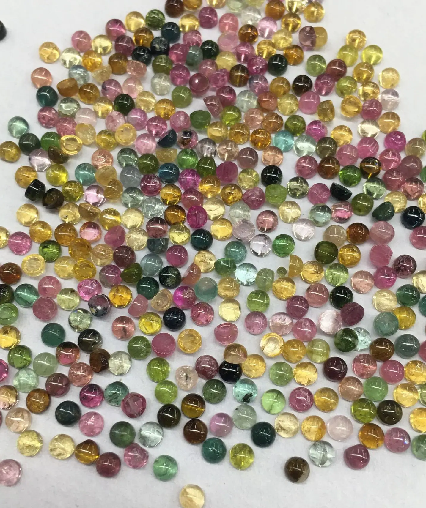 Wholesale 20pcs/lot Natural  Multi Tourmaline Bead Cabochon 3mm Round Gemstone Ring Face For jewelry DIY