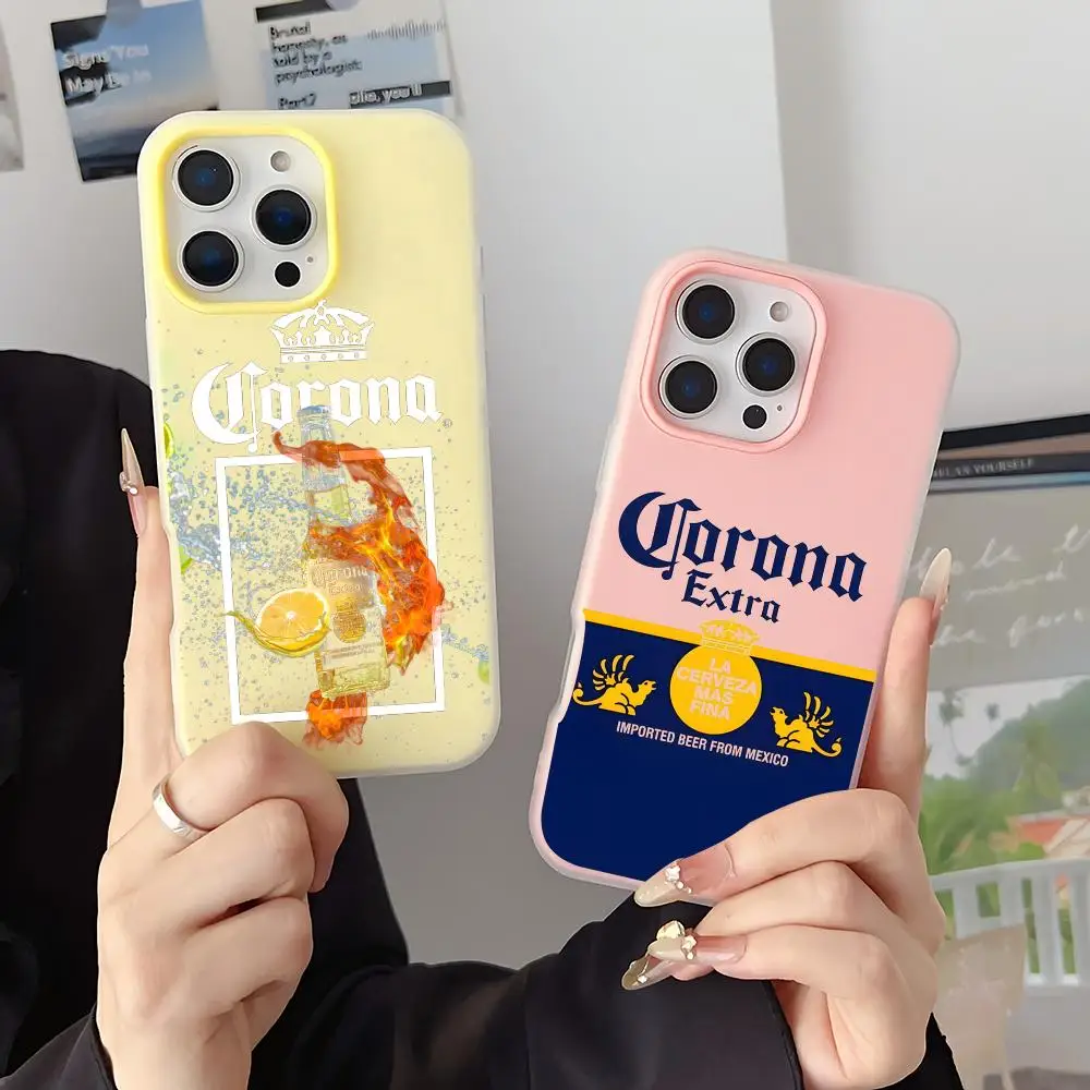Fashion C-Corona Extra Beer Phone Case 2-in-1 Detachable for iPhone 17-12 Clear Case Multi-Color Card Holder Soft TPU