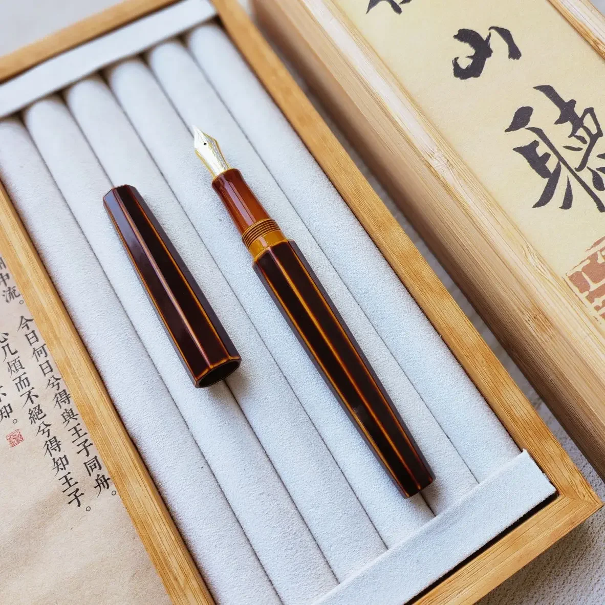 SELMY Hand Made Ebonite Lacquer BOCK NO.6 Nib Fountain Pen with Free Adapt Pilot 743 Grip Section Business Writing Gifts