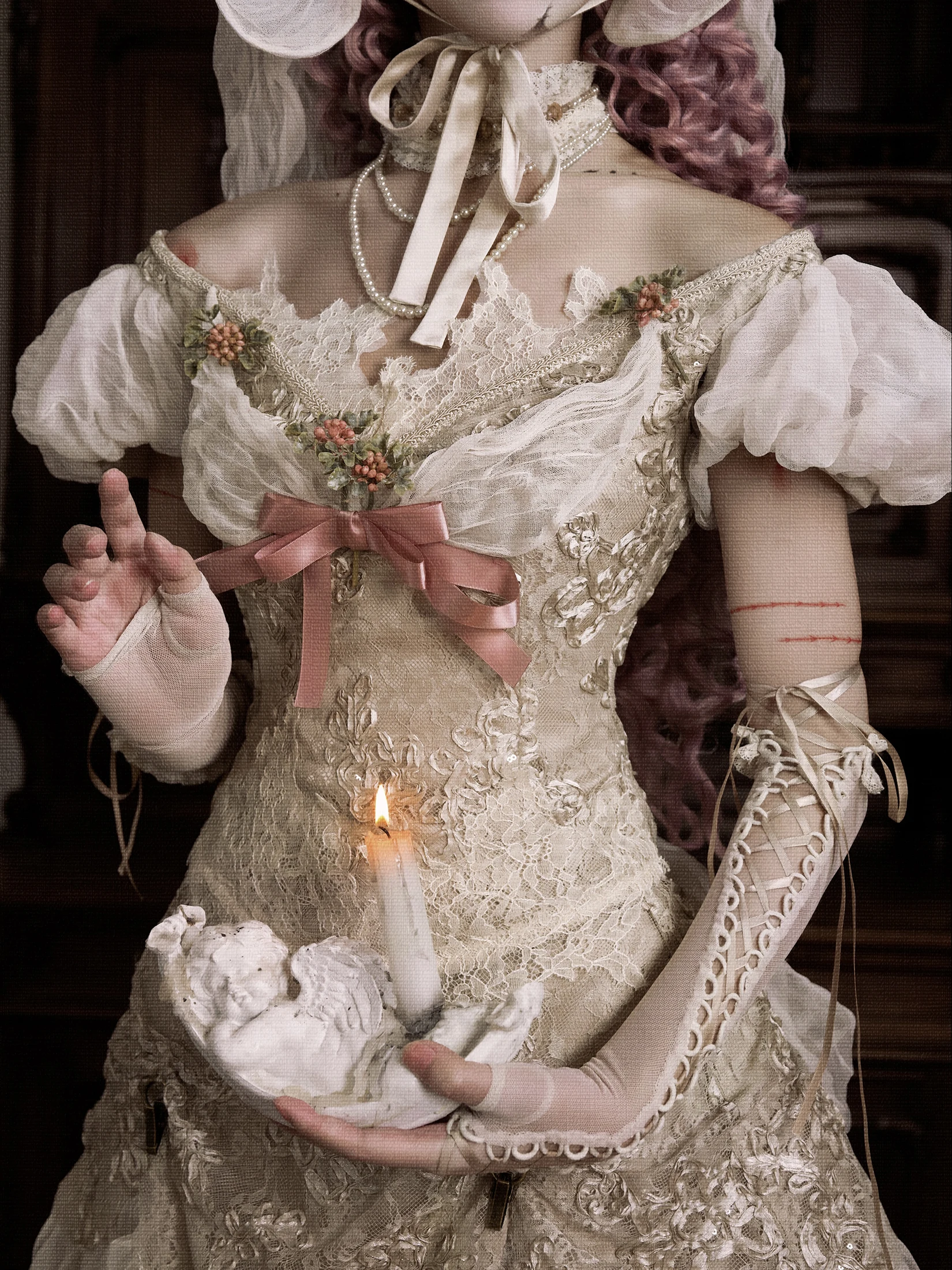 Original Retro Elegant Bubble Sleeve Off-the-shoulder Top Summer New 2025 Subculture Halloween Party Cos T-shirt Long Skirt Set