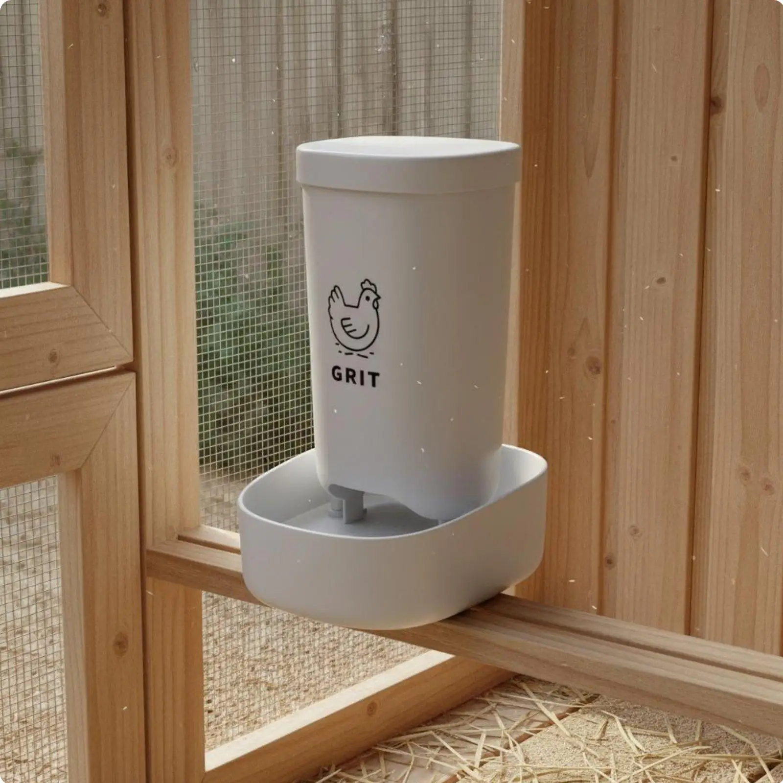 Grit and Clam Shell Feeder Double Mounting Options Hanging Chicken Feeder Keeps Feed Clean Chicken Nutritional Additive