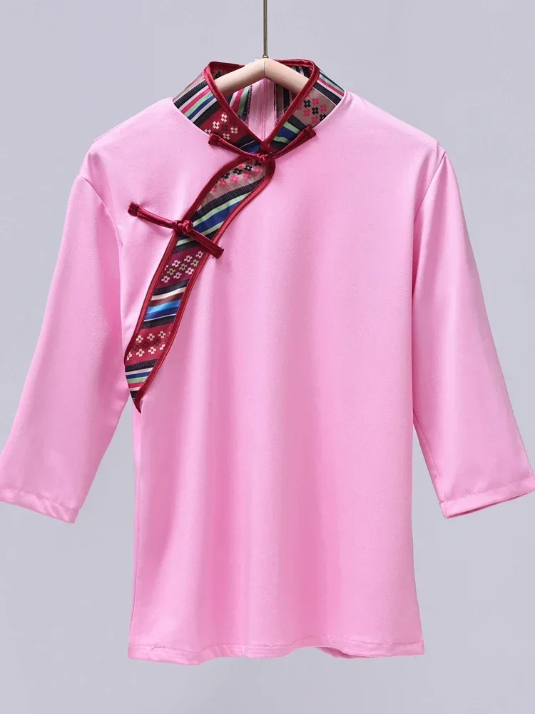 Chińskie tybetańskie topy do tańca Kobiety Tybetańskie topy sceniczne Koszule mniejszości narodowych Styl etniczny Mongolska tradycja taneczna