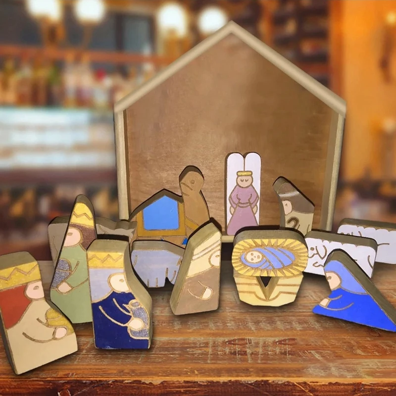 Wooden Jesus Puzzle Statue, Nativity Puzzle With Wood Burned Design, Jesus Puzzles, Nativity Set Jigsaw Puzzle Game