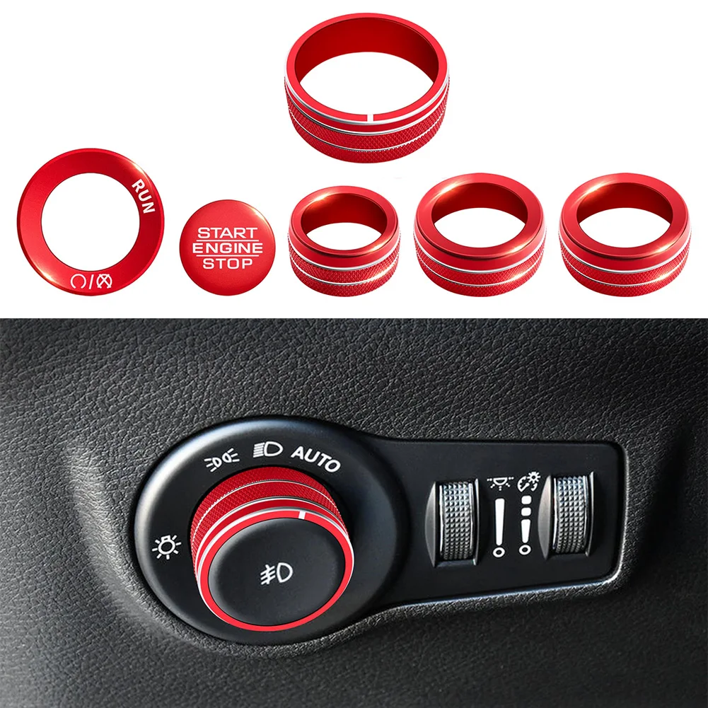 

6Pcs Aluminum Alloy Knob Cover Kit For Jeep For Compass For Sport 2022-2026 Car Interior Mouldings Knob Cover Kits