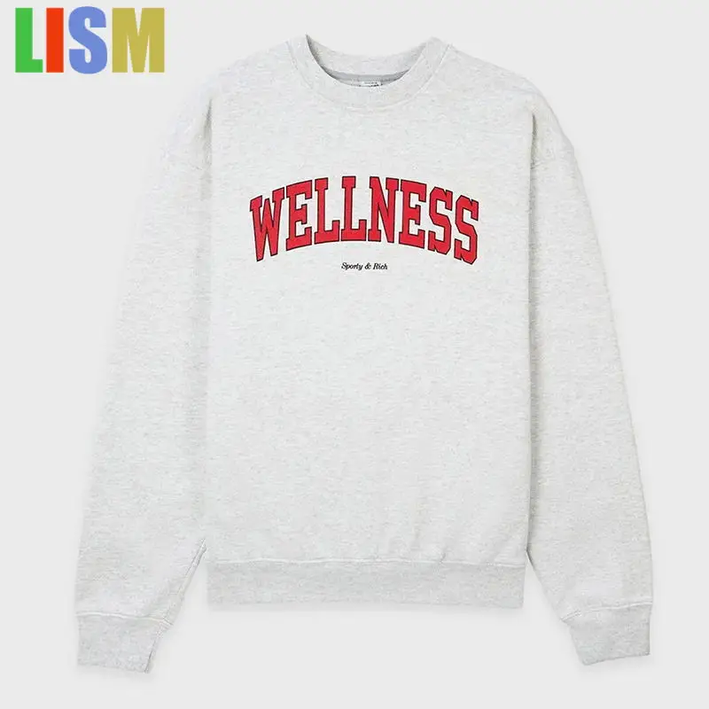 

LISM Wellness Letters Printing Women Loose Cotton Sweatshirts women's winter clothes y2k hoodies sweatshirt 2025 harajuku