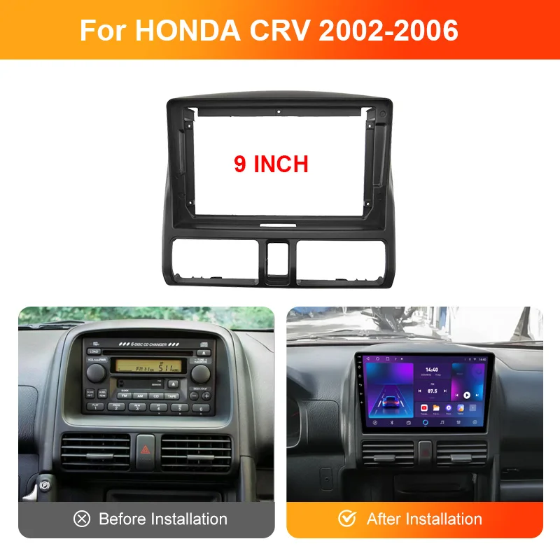 9 inch Car Radio Frame For HONDA CRV 2002-2006 LHD RHD Trim Panel Mount Kit Installation 2 Din Stereo