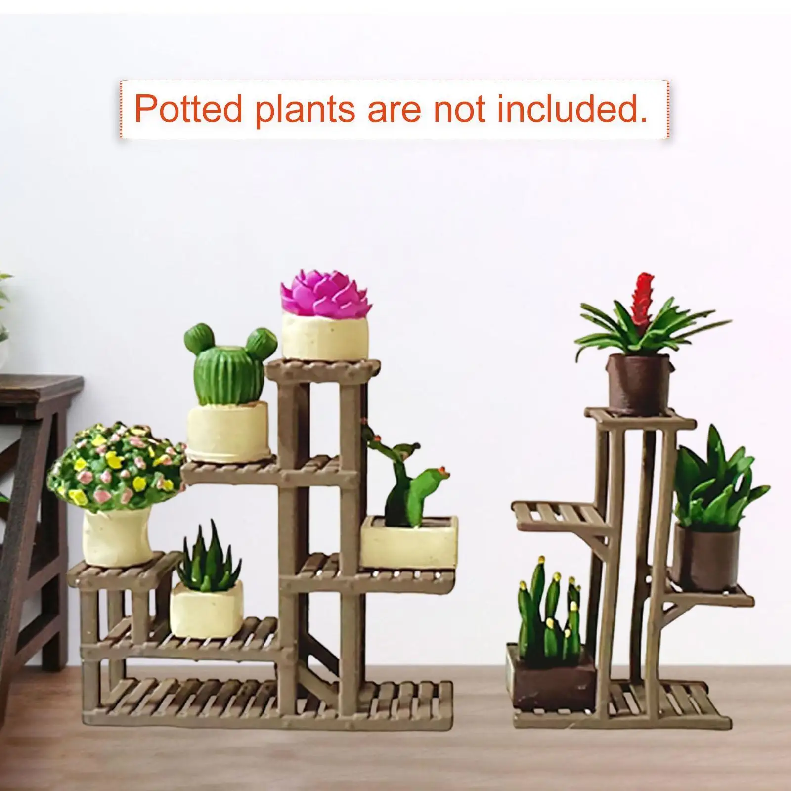 

Miniature Flower Rack Model Resin Mini Plant Stand for Dollhouse Accessories Fairy Garden for 1 64 House