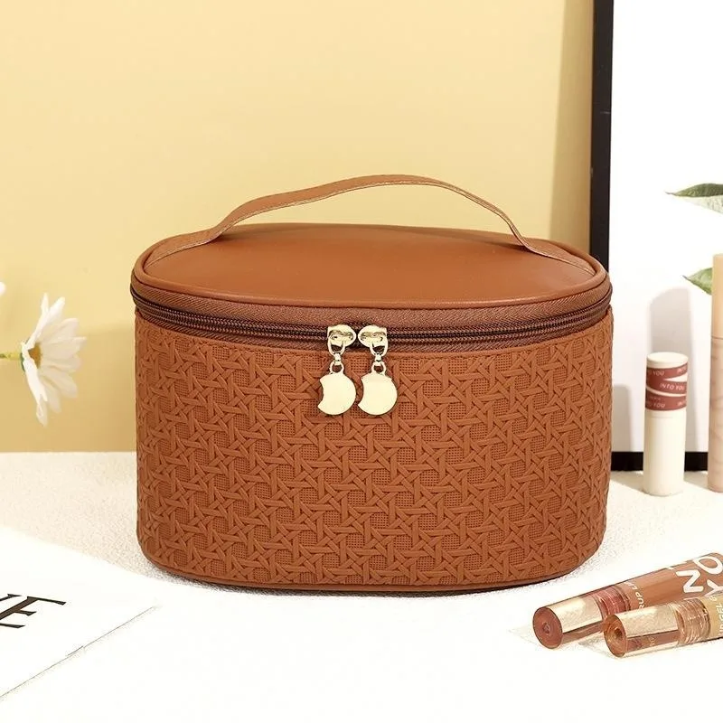 Bolsa de maquillaje de gran capacidad para mujer, neceser de viaje de cuero Pu, neceser de aseo, bolsa de almacenamiento de diseño de lujo, bolsa de lavado, nuevo